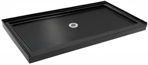 DreamLine SlimLine 34 in. D x 54 in. W x 2 3/4 in. H Center Drain Single Threshold Shower Base in Black, DLT-1134540-88