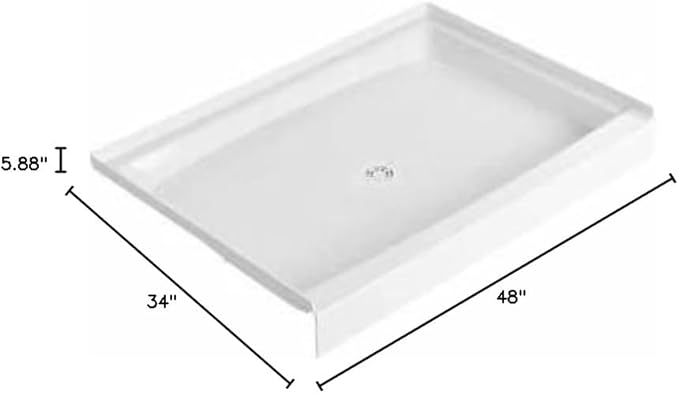 PROFLO PFSB4834 Morenci 48" x 34" Rectangular Shower Base with Single Threshold and Center Drain - White