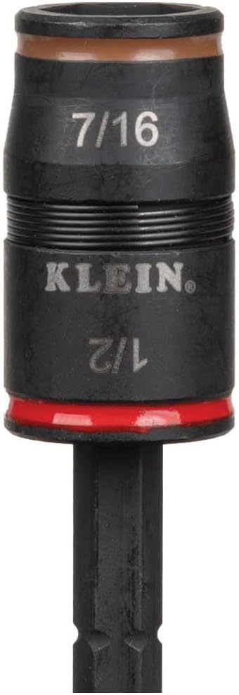 Klein Tools 32907 Impact Driver, 7-in-1 SAE Impact Socket Set, Flip Socket Set with 1/4, 5/16, 11/32, 3/8, 7/16 and 1/2-Inch Nut Driver Sizes and 1/4-Inch Bit Holder, 5-Inch Shaft