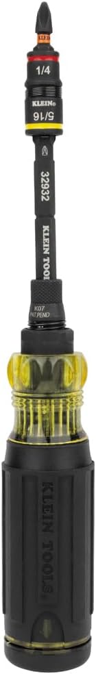 Klein Tools 32516HD KNECT 16-in-1 Impact-Rated Hybrid Screwdriver/Nut Driver, Magnetic, Flip Socket, 11 Bits, 2 Nut Drivers, 3/8-Inch Square Adapter