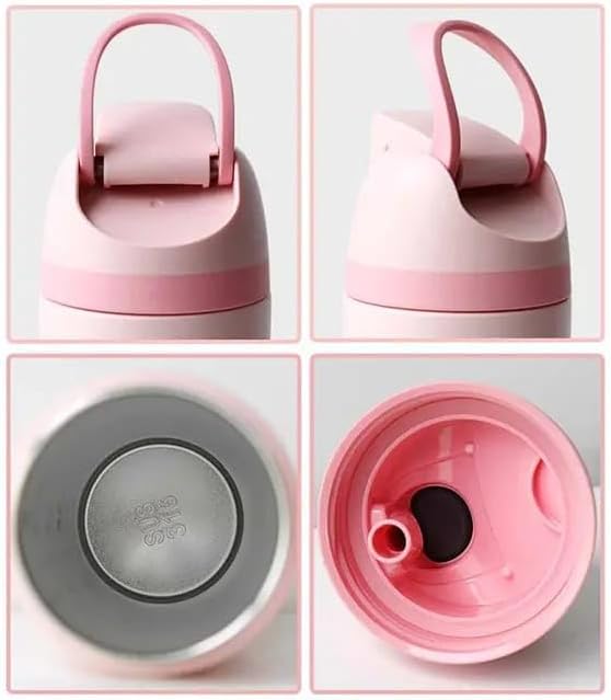 Premium Stainless Steel Water Bottle – Leak-Proof, BPA-Free with Straw and Grip – perfect for Travel, Sport, Gym and Outdoor Adventures.(Pink Rose, 20 Oz)