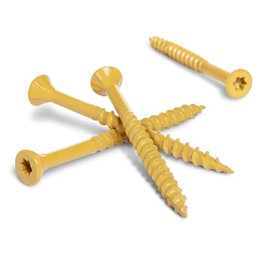 T.K.Excellent Deck Screws 3-1/2 Inch Wood Screws #10 x 3-1/2, 330 Pcs, Rust Resistant Structural Fence Screws Torx Drive Screw, Two T25 Bits, Brilliant Yellow Ruspert Coating Rust Proof