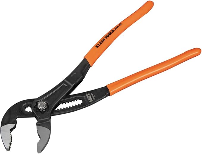 Klein Tools D50512B Pump Pliers, Klaw Quick-Adjust, Curved Jaw, Hardened Teeth for Maximum Torque, 12-Inch