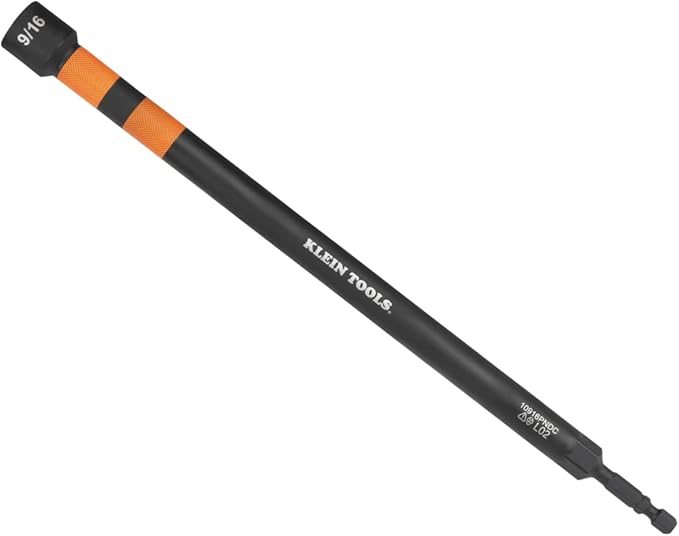 Klein Tools 10916PNDC 9/16-Inch Power Nut Driver, Magnetic Color-Coded Power Nut Driver, Impact-Rated with 10-Inch Extended Reach