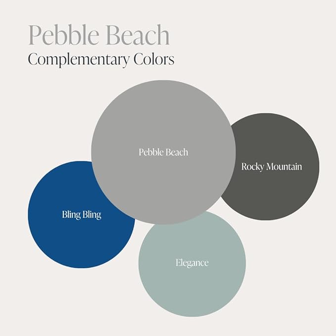 Country Chic All-in-One Chalk Paint for Furniture, Cabinets, Home Decor, Eco-Friendly, Matte Finish, Built-In Primer & Top Coat for Wood, Metal - Pebble Beach (Grey) - Pint 16 oz (475 ml)