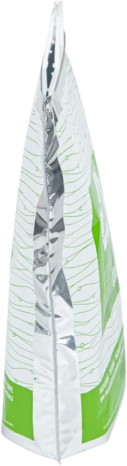 Restaurantware Cater Tek 11.8 x 5.9 x 15 Inch Hot And Cold Bags 10 Triple Layer Insulated Bags - Snap Lock Handles Waterproof Green & Silver Plastic Thermal Lunch Bags For Frozen & Hot Items