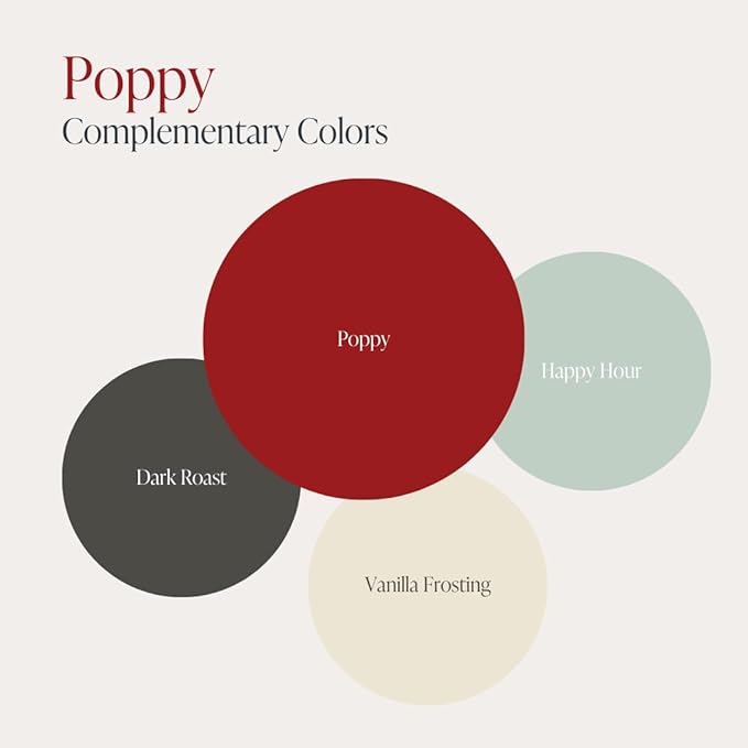 Country Chic All-in-One Chalk Paint for Furniture, Cabinets, Home Decor, Eco-Friendly, Matte Finish, Built-In Primer & Top Coat for Wood, Metal - Poppy (Bright Red) - Quart 32 oz (950 ml)