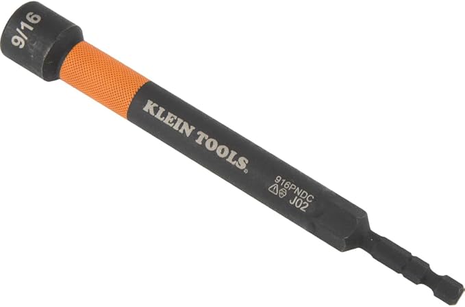 Klein Tools 32930 SAE Magnetic Impact Nut Setter Set, 6-Piece Color Coded Power Nut Driver with Extended Reach, 6 SAE Sizes