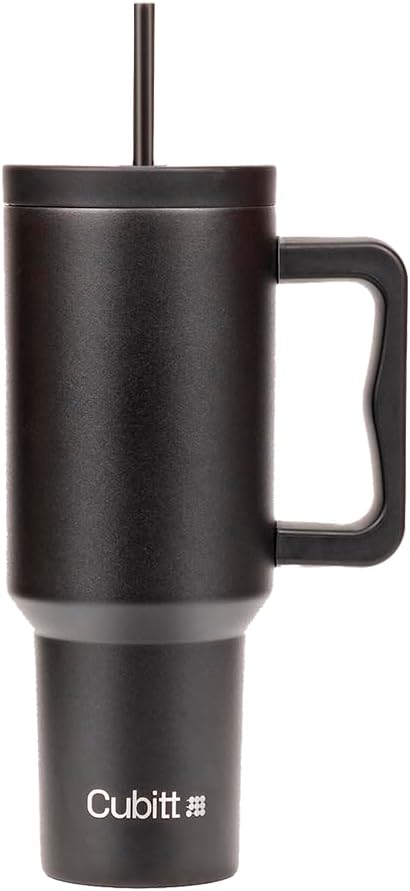 Cubitt Insulated Stainless Steel 40 oz Tumbler with Handle and Straw Lid, Cupholder friendly