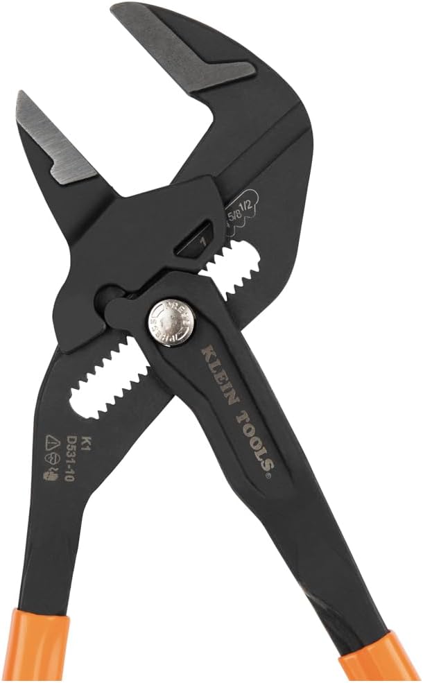 Klein Tools D53110 Compact Plier Wrench, High Leverage Multi-Use Adjustable Plier Wrench with Smooth Jaws, 10-Inch