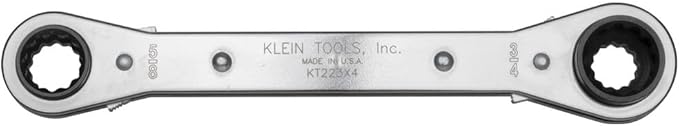 Klein Tools KT223X4 Lineman's Ratcheting 4-In-1 Box Wrench, Made in USA, 1/2-, 9/16-, 5/8-, and 3/4-Inch Sockets