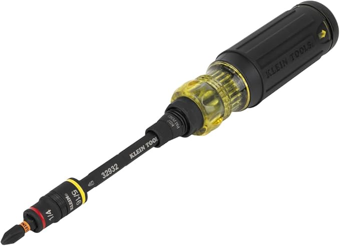 Klein Tools 32516HD KNECT 16-in-1 Impact-Rated Hybrid Screwdriver/Nut Driver, Magnetic, Flip Socket, 11 Bits, 2 Nut Drivers, 3/8-Inch Square Adapter