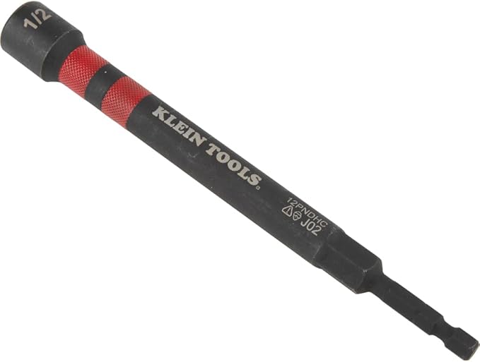 Klein Tools 80182 Ratcheting Impact-Rated Hollow Power Nut Driver Set with Handle, Magnetic, 6 SAE Hex Sizes plus Zipper Canvas Tool Bag, 12.5 x 7 x 0.7-Inch 8-Piece