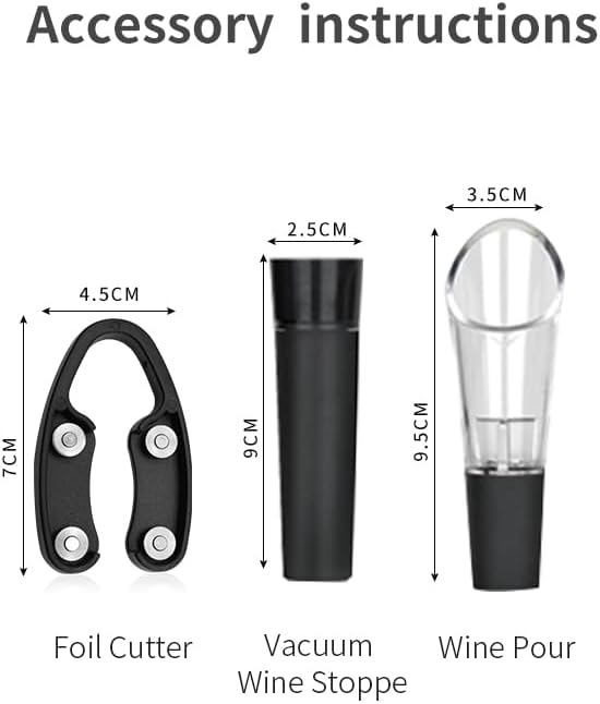 Wine Opener Air Pressure Pump Opener Set,Include Air Pressure Pump Bottle Opener With Foil Cutter,Aerator Pourer,Vacuum Stopper Efficient Corkscrew Bottle Opener,Great For Wine Lovers