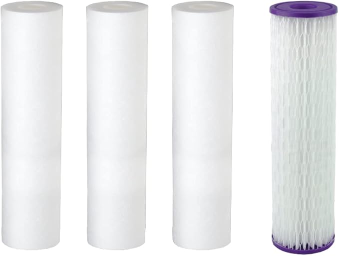 Aquasana EQ-303-35 10 inch 3-Pack + Post Water Filter, White, 3 Count