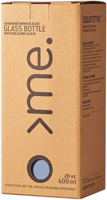 Y1 Borosilicate Glass Water Bottles, Clear Bottle, Reusable, BPA Free, Tumbler, Dishwasher Safe, Drink Container, Silicone Sleeve, Easy-Off Lid, Hot and Cold Liquid, Moonshadow 20oz