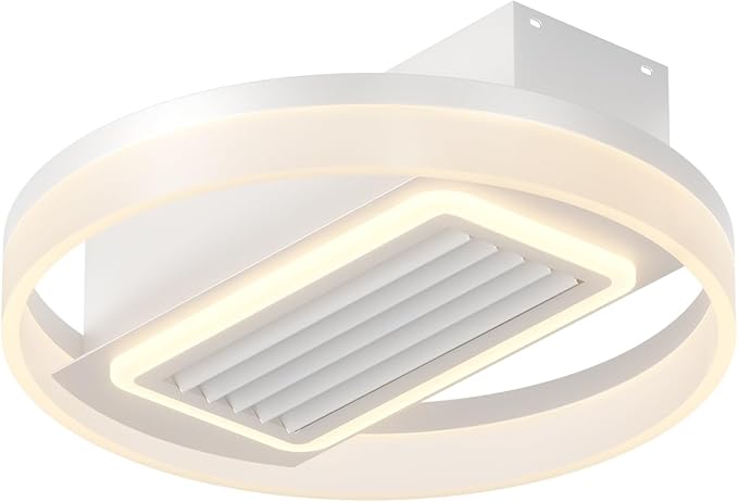 NicBex Ceiling Fan 20 Inch Modern Ceiling Fans with Lights Round Ceiling Fan with Remote Control Bladeless Ceiling Fans with Reversible Motor for Bedroom, Living Room, White