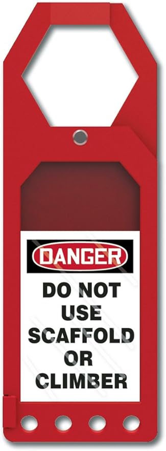 Accuform TSS902 Plastic Secure-Status Tag Holder, Default Legend Danger DO NOT USE Scaffold OR Climber, 10" Length x 3-1/2" Width x 3/8" Thickness, Red