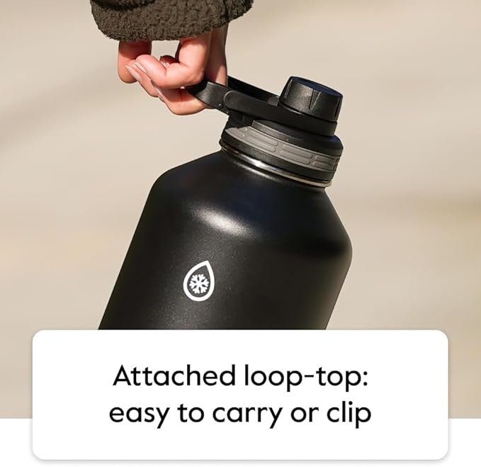 ThermoFlask 16 oz Double Wall Vacuum Insulated Stainless Steel 2-Pack of Water Bottles, Blueberry/Wolf Grey