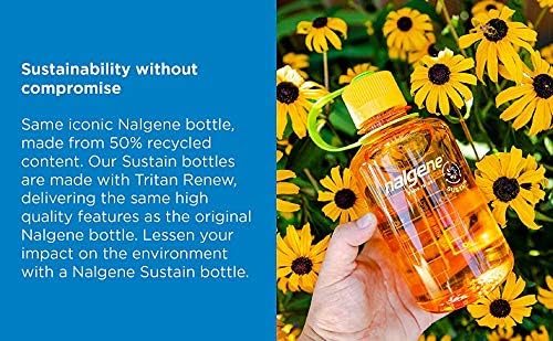 Nalgene Sustain Tritan BPA-Free Water Bottle Made with Material Derived from 50% Plastic Waste, 16 OZ, Narrow Mouth