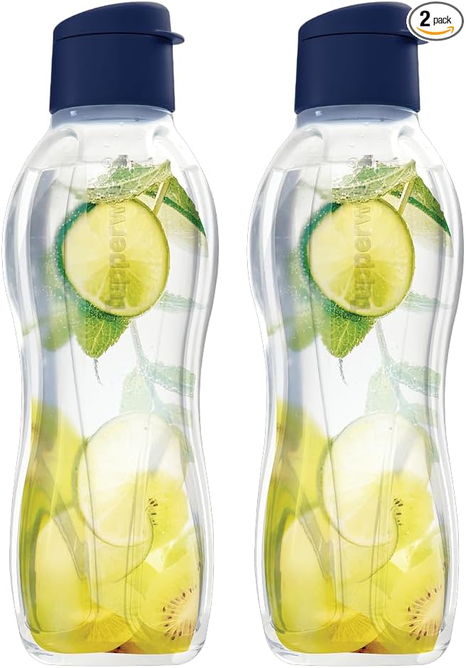Tupperware Eco Bottle Set - Dishwasher Safe & BPA Free 2 Bottles with Leak-Proof Caps (1 L / 34 oz)