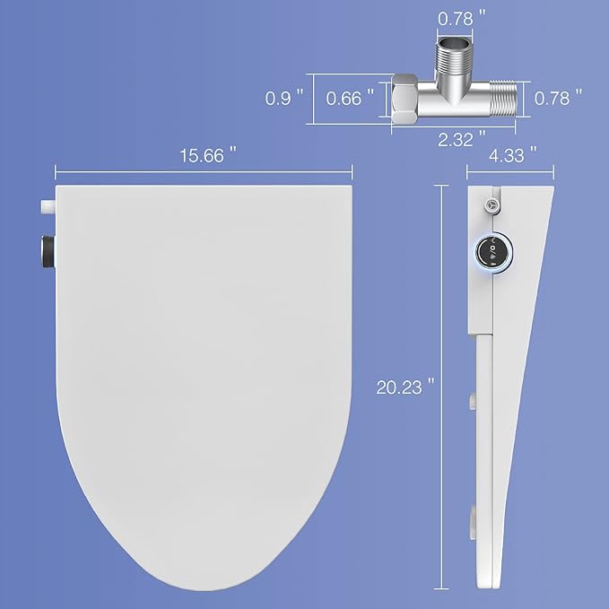 Electric Bidet Toilet Seat Elongated, Heated Toilet Seat with Bidet, Remote Control Wash, Warm Air Dryer, LED Light, Quiet Operation, Stainless Steel Nozzle, Smart Toilets (V Shape)