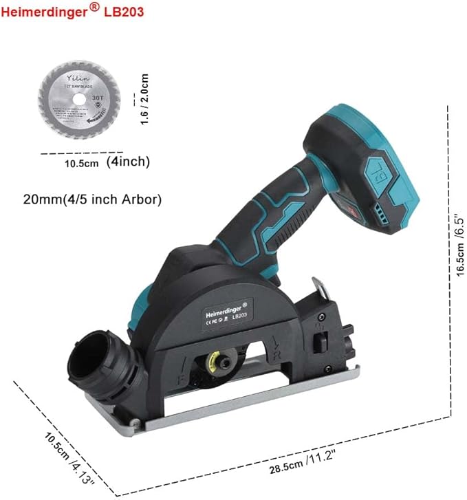 4" Cordless Circular Saw & Mini Angle Grinder 2-in-1 – Brushless Motor, 3-Speed, Reversible, 4000mAh Battery, Compatible with Makita 18V – Cuts Wood, Metal, Tile, Plastic