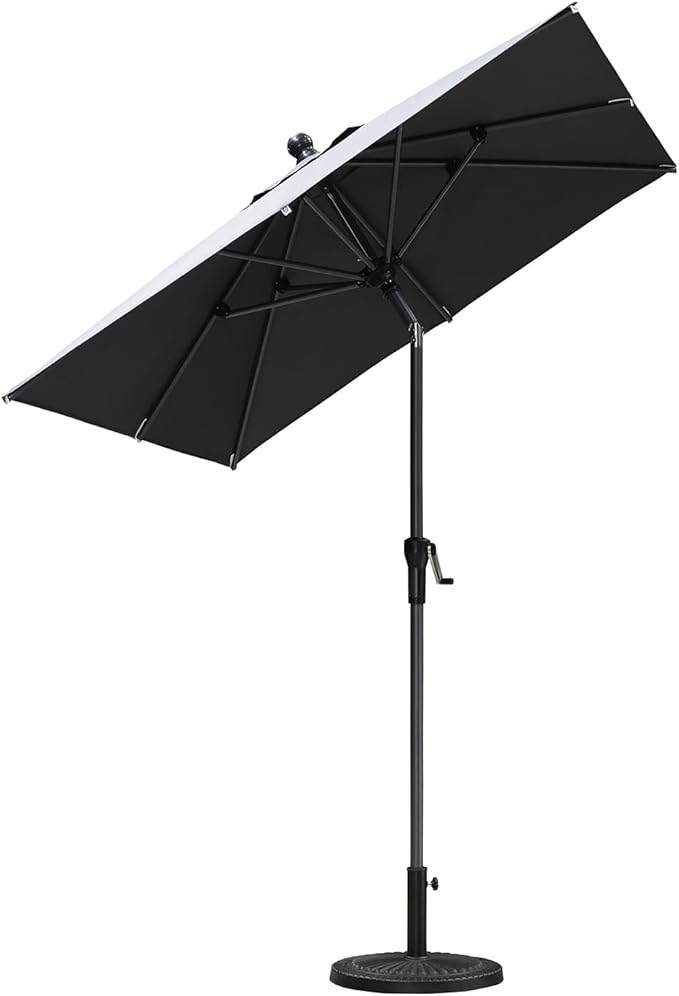 PURPLE LEAF 6' x 6' Square Patio Umbrella Outdoor Table Umbrella Aluminum Frame Market Umbrella Sun Umbrella with 8 Sturdy Ribs & Tilt for Garden Deck Lawn & Pool Gray