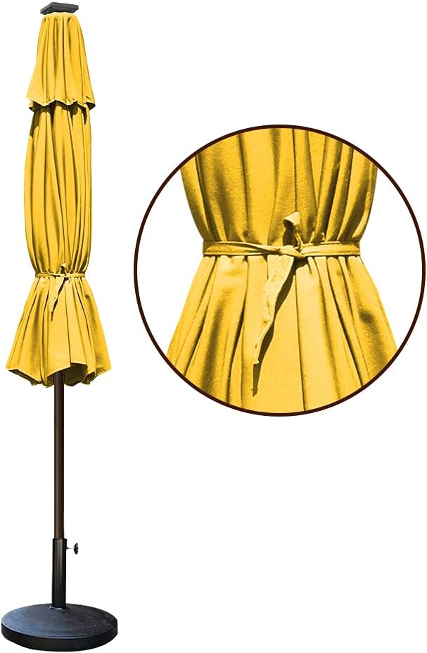 EliteShade USA 10-Year-Non-Fading Solar 9ft Market Umbrella with 80 LED Lights Patio Umbrellas Outdoor Table Umbrella with Ventilation, Sunflower Yellow