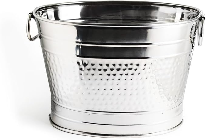 Insulated Beverage Tub for Parties Stainless Steel Drink Tub Cooler Ice Bucket for Hosting Parties Drink Bucket with Handles Wine Bucket Single Wall Ice Bucket