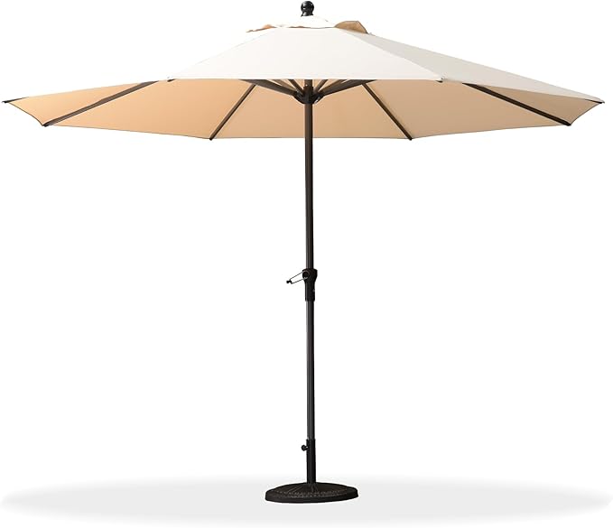 PURPLE LEAF 11' Round Patio Umbrella Outdoor Table Umbrella Aluminum Frame Market Umbrella Sun Umbrella with 8 Sturdy Ribs for Garden Deck Lawn & Pool Beige