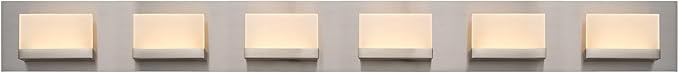 Kira Home Everett 48" Modern 6-Light 60W Integrated LED (360W eq.) Bathroom/Vanity Light, Rectangular Acrylic Lenses, Energy Efficient, Eco-Friendly, 3000k Warm White Light, Brushed Nickel Finish