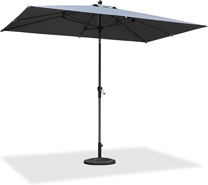 PURPLE LEAF 10' x 6.5' Rectangular Patio Umbrella Outdoor Table Umbrella Aluminum Frame Market Umbrella Sun Umbrella with 8 Sturdy Ribs & Tilt for Garden Deck Lawn & Pool Light Gray