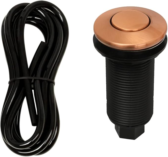 Akicon Garbage Disposal Air Switch with Air Hose, Sink Top Push Button Replacement for Air Switch Garbage/Waste Disposal Outlet (Copper)