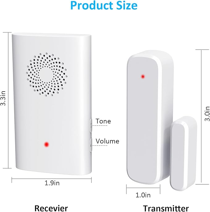 Wireless Door Chime, Door Open Sensor Alarm When Entry Business/Office/Store (500ft Range 51 Ringer Adjustable Volume) Home Alert Bell for Kid/Toddler Safety,1 Receiver +4 Sensors