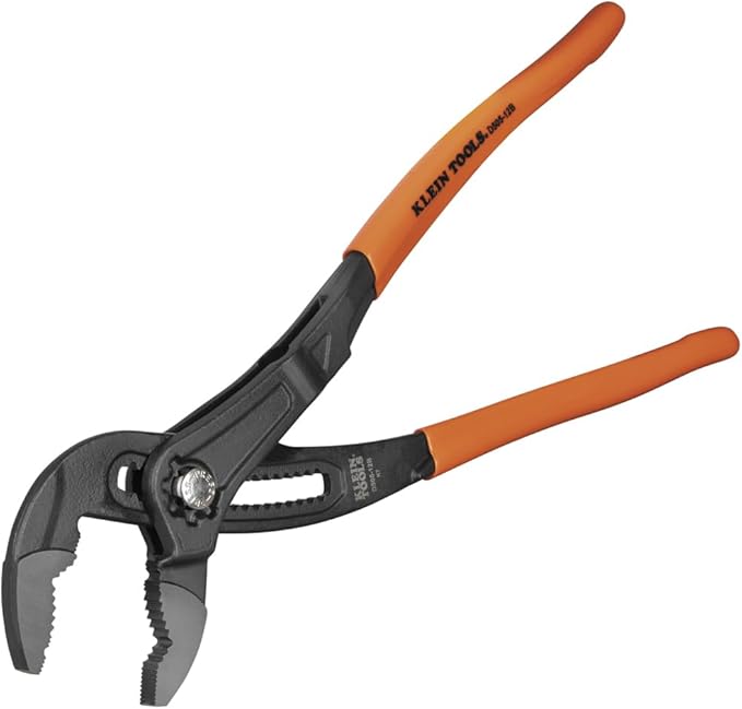Klein Tools D50512B Pump Pliers, Klaw Quick-Adjust, Curved Jaw, Hardened Teeth for Maximum Torque, 12-Inch