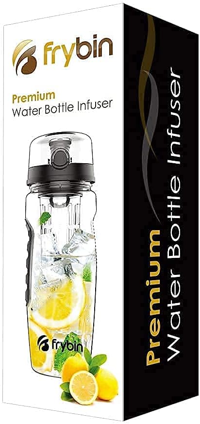 Fruit Infuser Water Bottle | Removable Infusion Basket for Flavor | Bonus Brush and Sleeve for Freshness | Made of Durable TRITAN Plastic | BPA Free Water Infuser Bottle, 32 Ounce (Black)