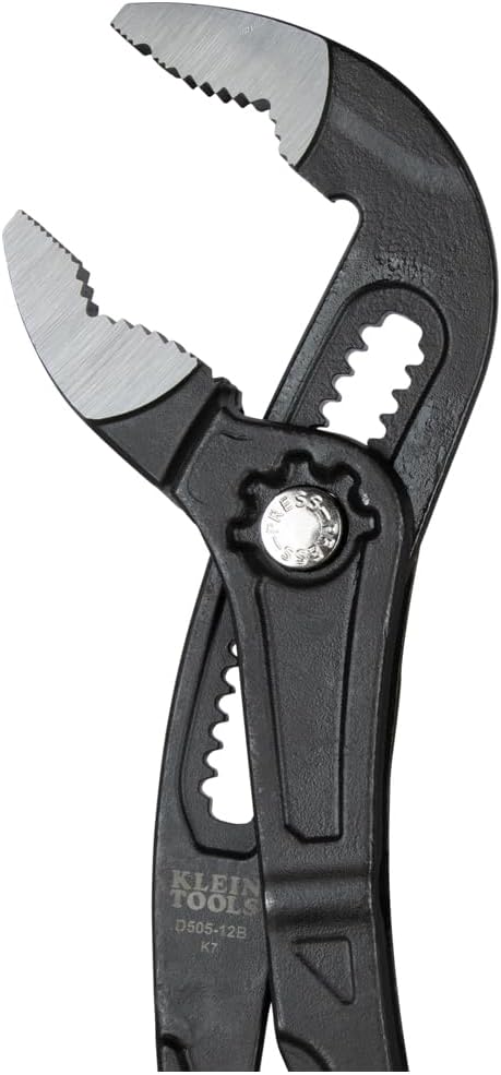 Klein Tools D50512B Pump Pliers, Klaw Quick-Adjust, Curved Jaw, Hardened Teeth for Maximum Torque, 12-Inch