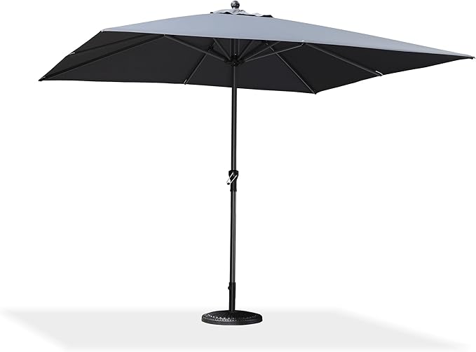PURPLE LEAF 10' x 10' Square Patio Umbrella Outdoor Table Umbrella Aluminum Frame Market Umbrella Sun Umbrella with 8 Sturdy Ribs for Garden Deck Lawn & Pool Gray