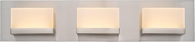 Kira Home Everett 24" Modern 3-Light 30W Integrated LED (180W eq.) Bathroom / Vanity Light, Rectangular Acrylic Lenses, Energy Efficient, Eco-Friendly, 3000k Warm White Light, Brushed Nickel Finish