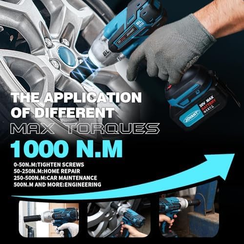 Cordless Impact Wrench Kit, 20V MAX Electric Impact Gun, 737Ft-lbs(1000N.m) Brushless Impact Wrenches, Power Impact Wrenches with 5-Mode Speed,Torque Wrench 1/2 Drive for Car/Truck RV/Mower
