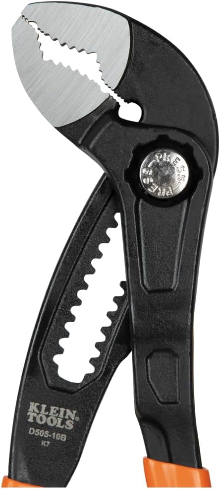 Klein Tools D50510B Pump Pliers, Klaw Quick-Adjust, Curved Jaw, Hardened Teeth for Maximum Torque, 10-Inch