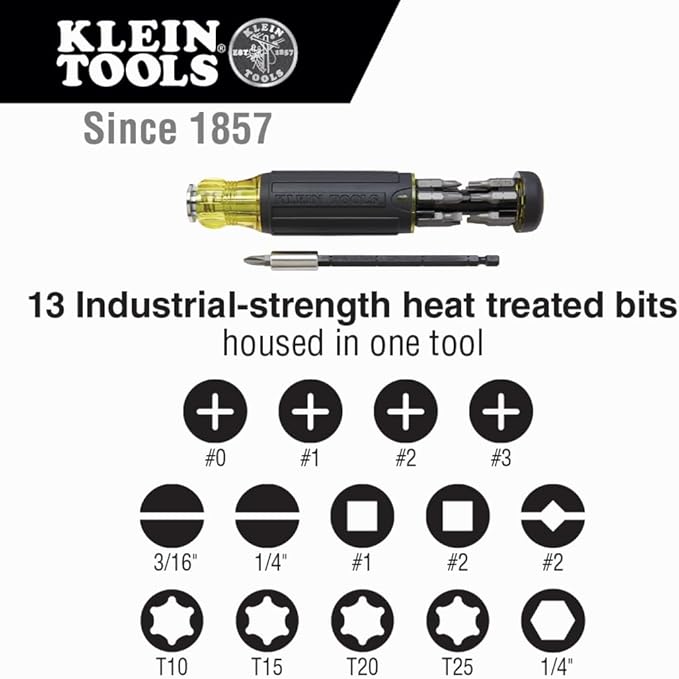 Klein Tools 80083 Impact Driver Kit with 7-in-1 SAE Impact Socket Set and 14-in-1 Multi-Bit Adjustable Length Screwdriver, 2-Piece