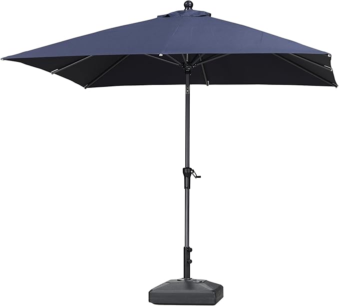 PURPLE LEAF 8' x 8' Square Patio Umbrella Outdoor Table Umbrella Aluminum Frame Market Umbrella Sun Umbrella with 8 Sturdy Ribs Tilt for Garden Deck Lawn Pool Light Navy Blue