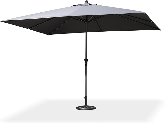 PURPLE LEAF 11.5' x 9' Patio Market Umbrella Outdoor Table Sun Umbrellas with Crank 8 Aluminum Sturdy Ribs for Pool Deck Backyard Beach Gray