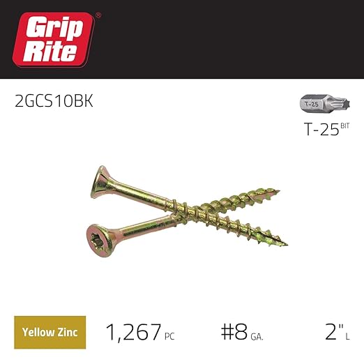 Grip Rite Prime Guard 2GCS10BK T25 Star Drive Construction Screws with Type 17 Tip 10-Pound Box, 8 by 2"