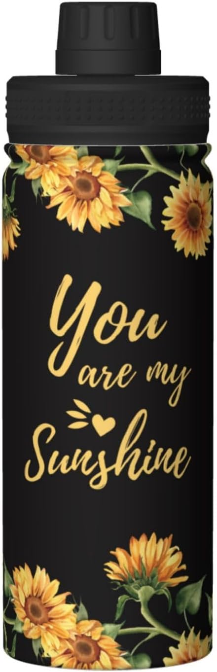 Cerburny Insulated Water Bottle You Are My Sunshine 18 oz Stainless Steel Bottles With Lid Leak Proof Gym Sport Water Jug For Women Friends