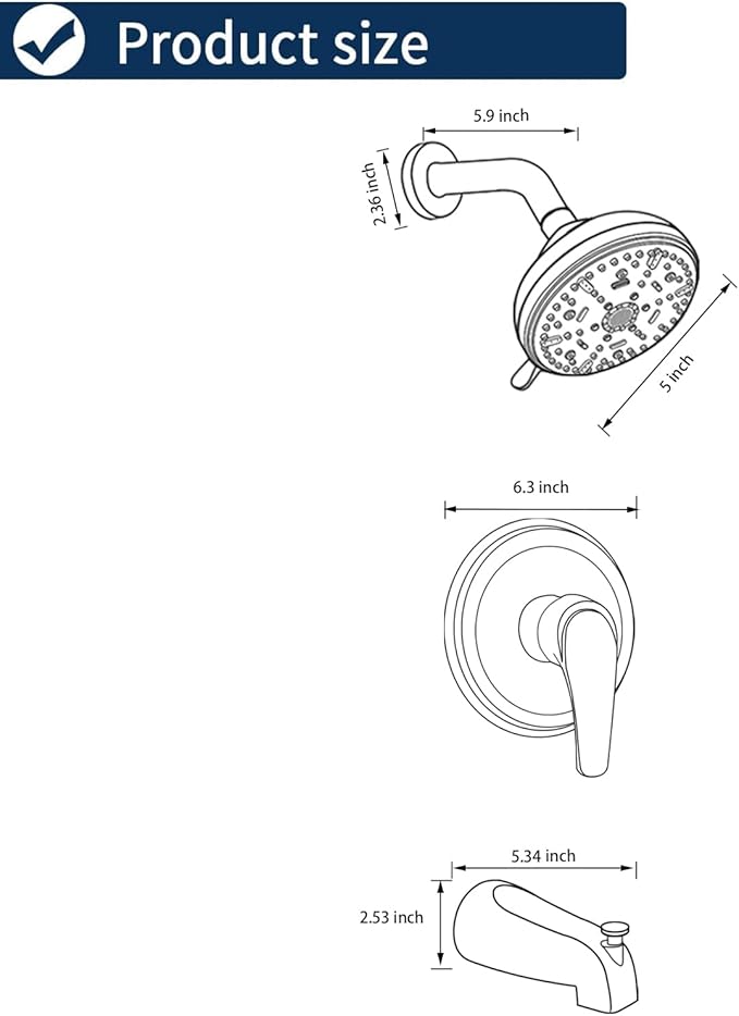 Tub Shower Faucet Combo Set Bathtub Faucet Set Shower System with Tub Spout Shower Tub Kit Shower Valve and Trim Kit Shower Fixtures Brushed Nickel