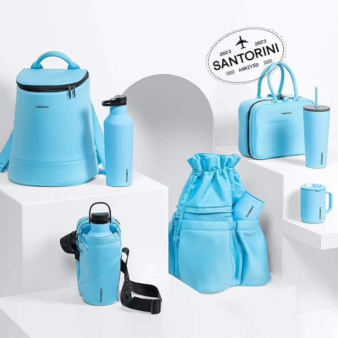 Corkcicle Sport Canteen Insulated Tumbler, Santorini, 20 oz – Reusable Water Bottle Keeps Beverages Cold for 25 Hours & Hot 12 Hours – Cupholder Friendly Tumbler with Screw-On Cap