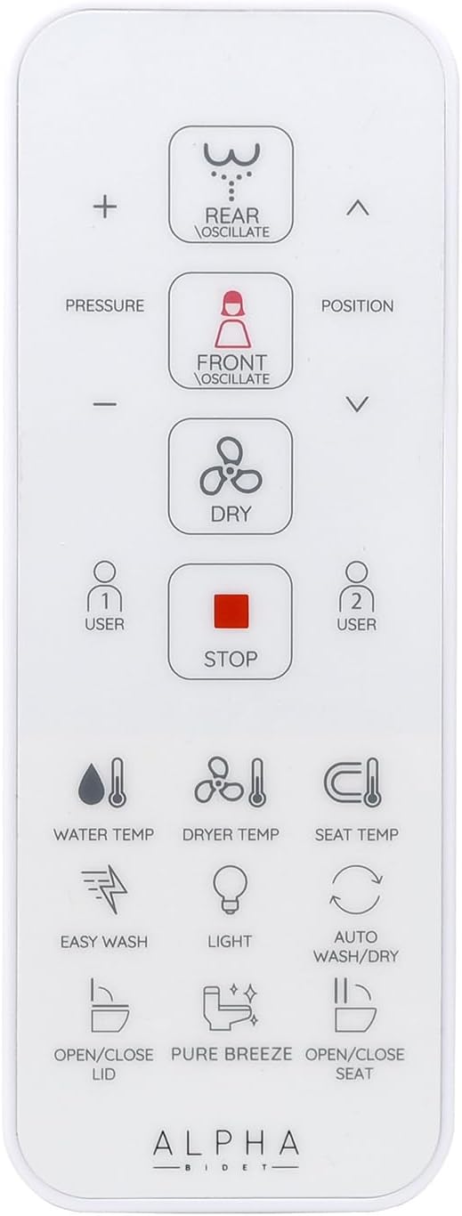 ALPHA BIDET UXA Pearl Auto Bidet Toilet Seat in Elongated White | Endless Warm Water | Automatic Lid and Seat | Arced Stainless Steel Nozzle | LED Nightlight | Dryer | Deodorizer | 3 Year Warranty